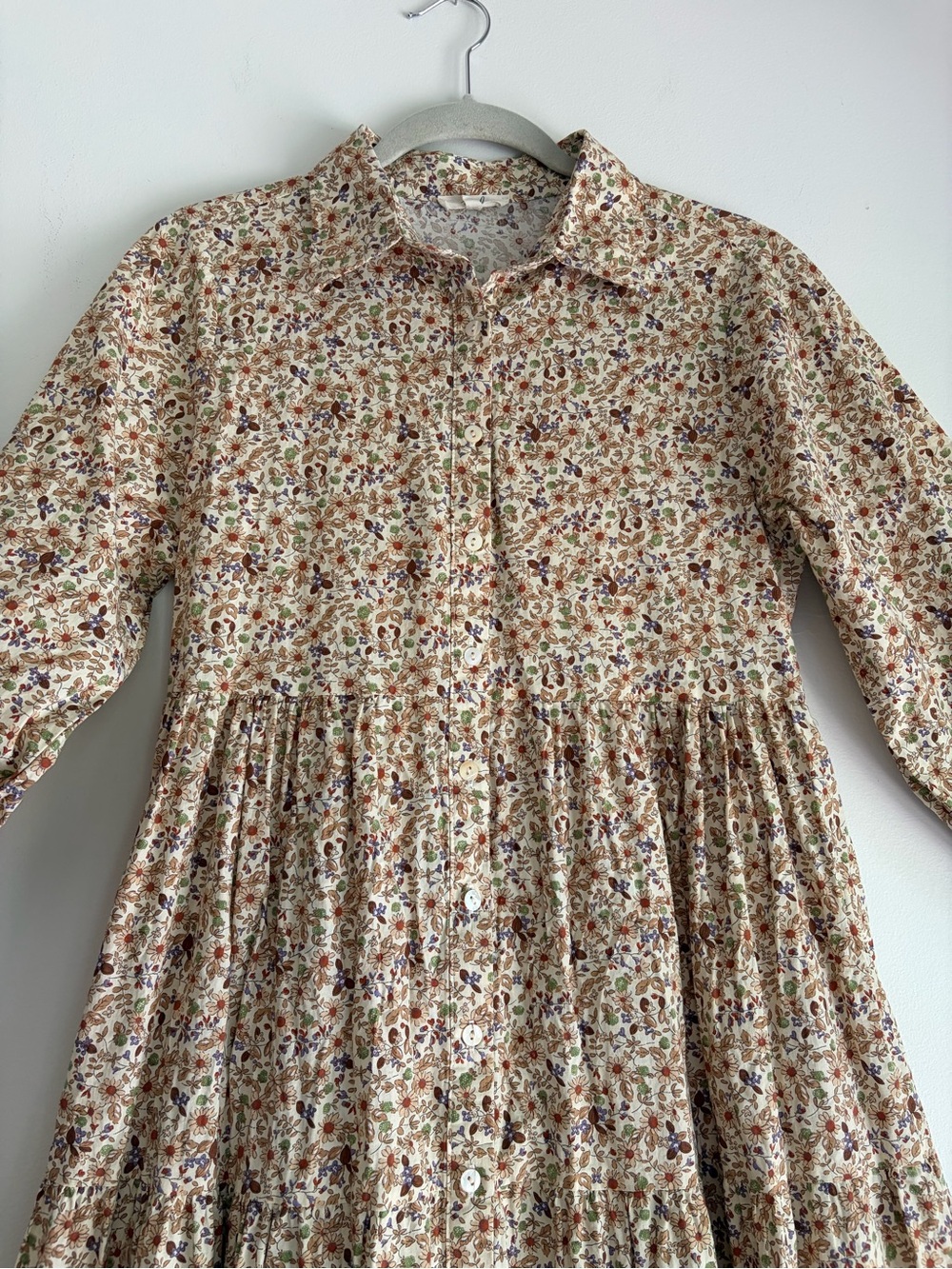Easel 100% Cotton Floral Cottagecore Prairie Tiered Ruffle Midi Dress Size S - Picture 3 of 7